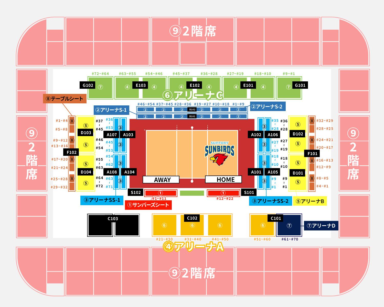 Asueアリーナ大阪会場席図