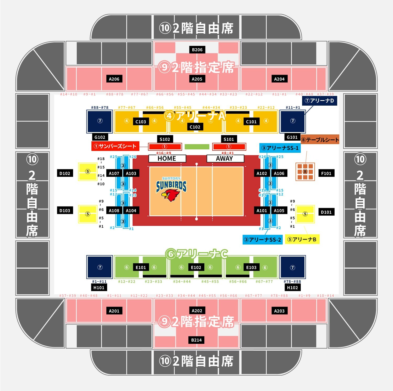 おおきにアリーナ舞洲会場席図