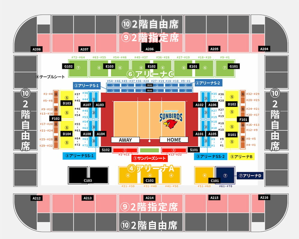 Asueアリーナ大阪会場席図