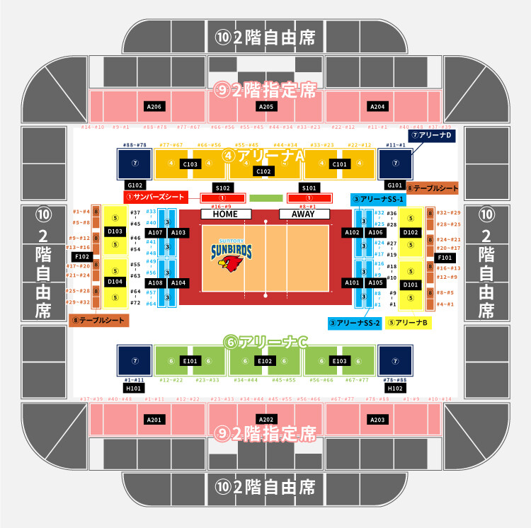 おおきにアリーナ舞洲会場席図