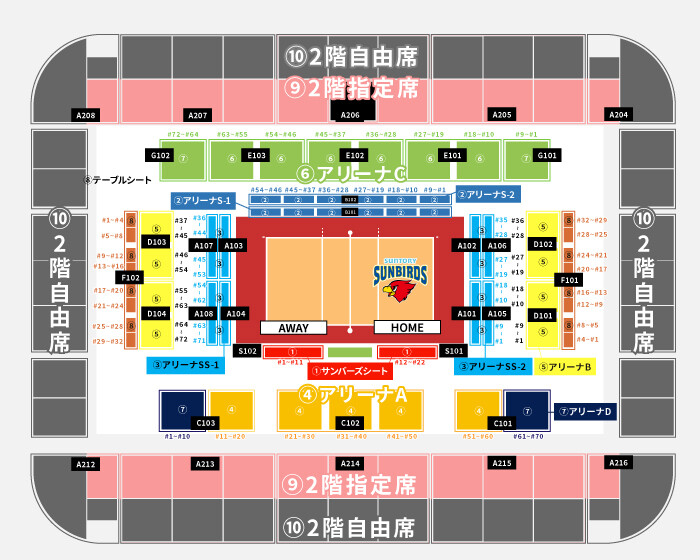 Asueアリーナ大阪会場席図