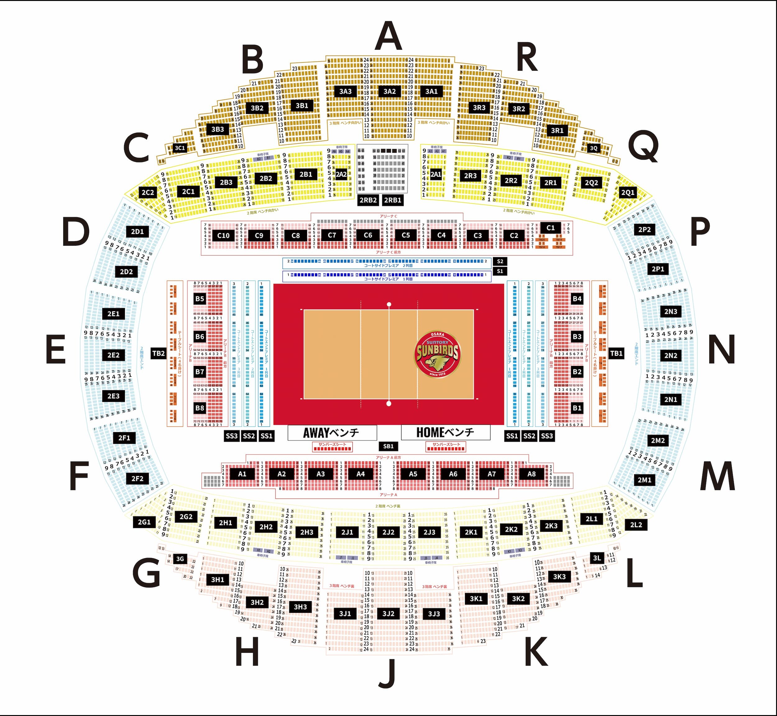 Asueアリーナ大阪会場席図
