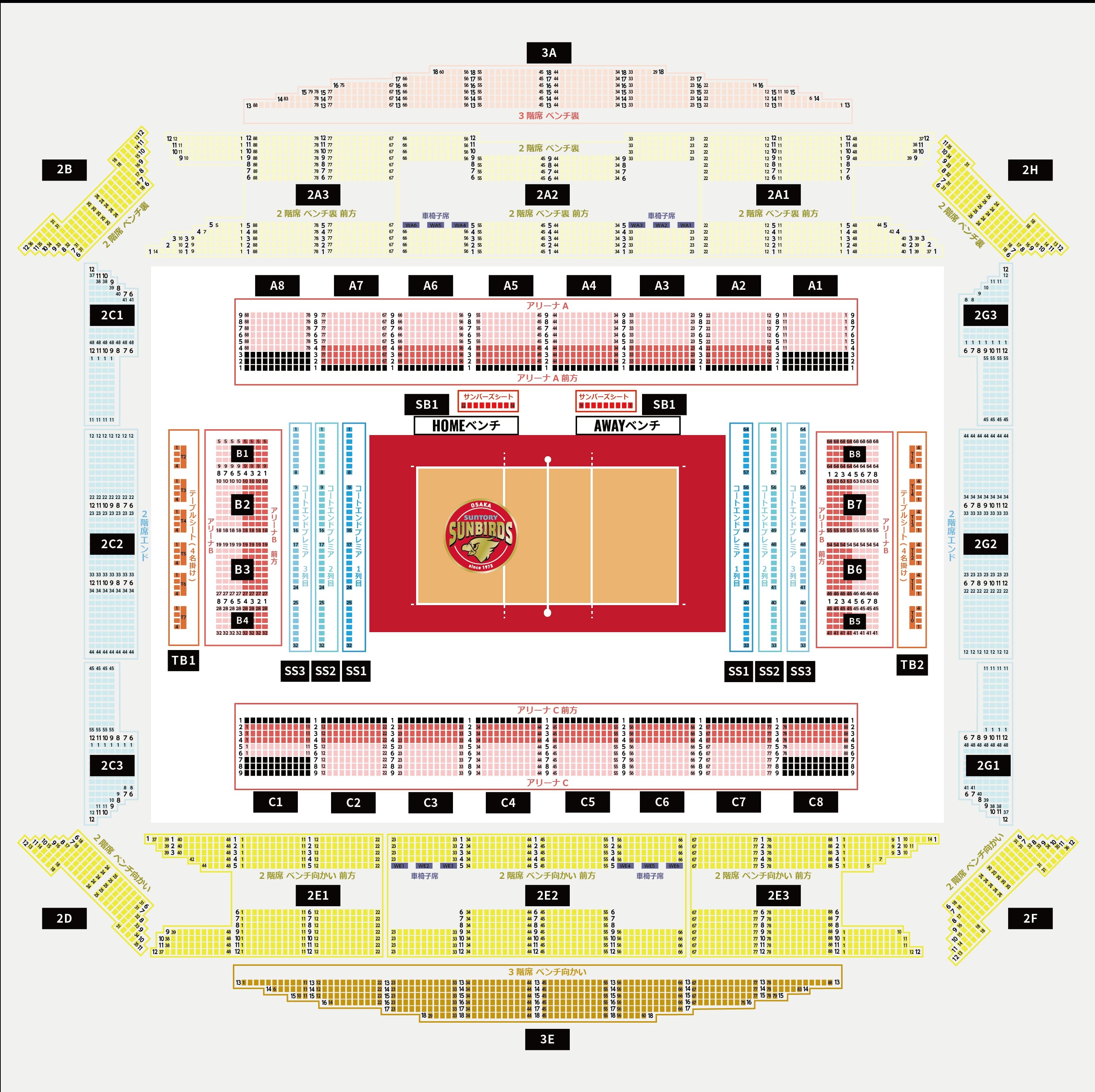 おおきにアリーナ舞洲会場席図
